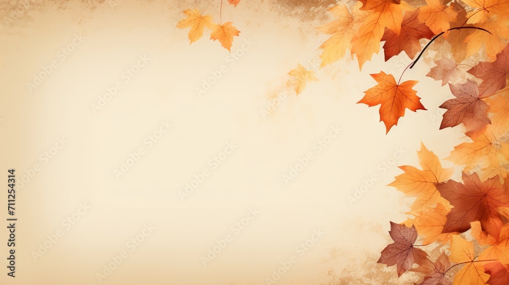 Wall mural abstract autumn frame background with colorful maple leaves and copy space