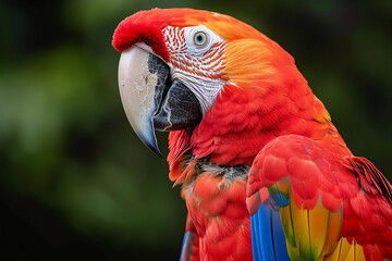 Fototapeta premium Close up of scarlet macaw parrot 