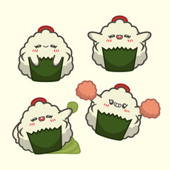 Cute Onigiri Cartoon Character