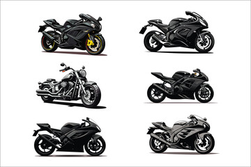 New creative motorcycle silhouette black and white vector bundle.