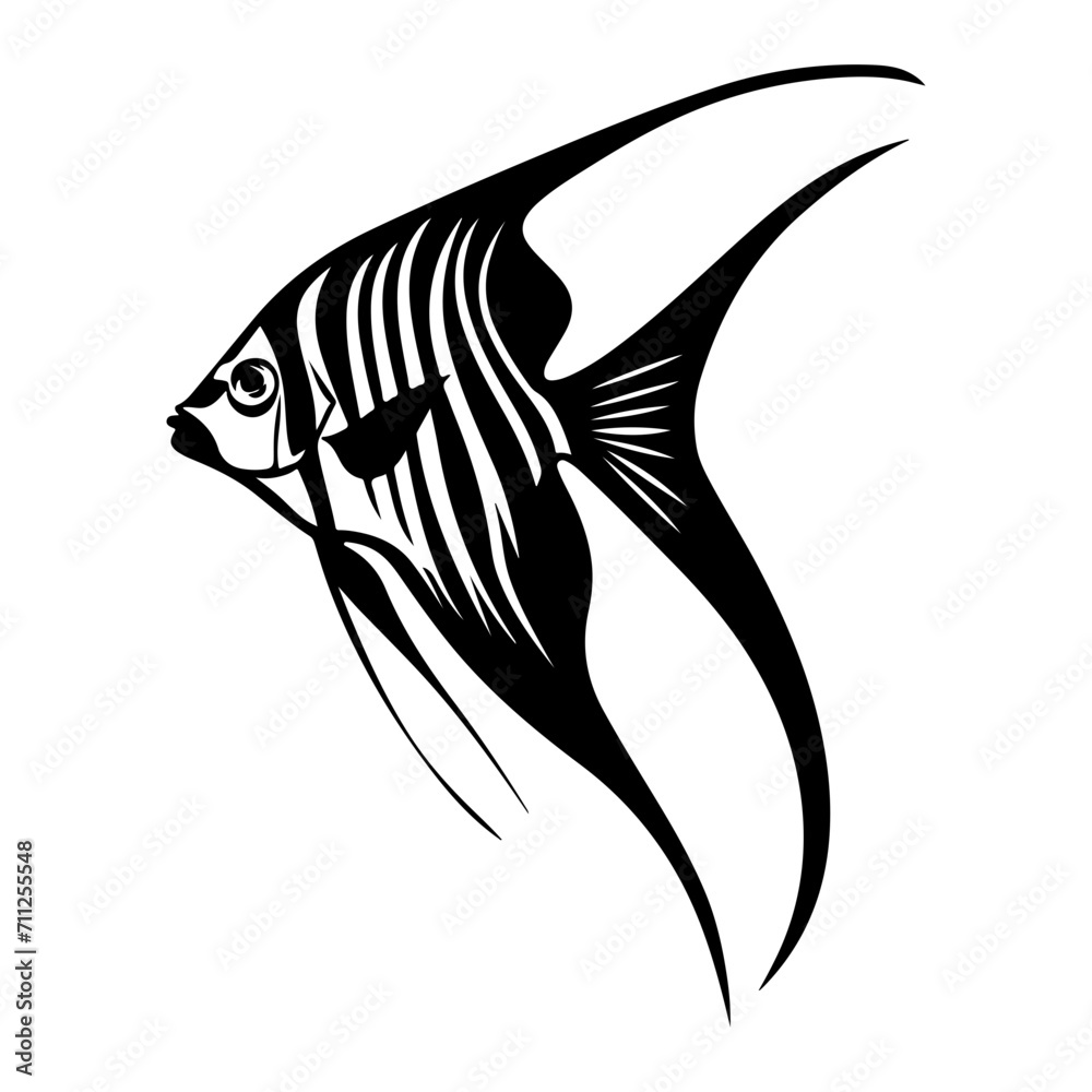 Wall mural Angelfish black silhouette logo svg vector, Angelfish icon illustration.