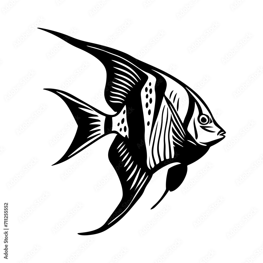 Wall mural Angelfish black silhouette logo svg vector, Angelfish icon illustration.