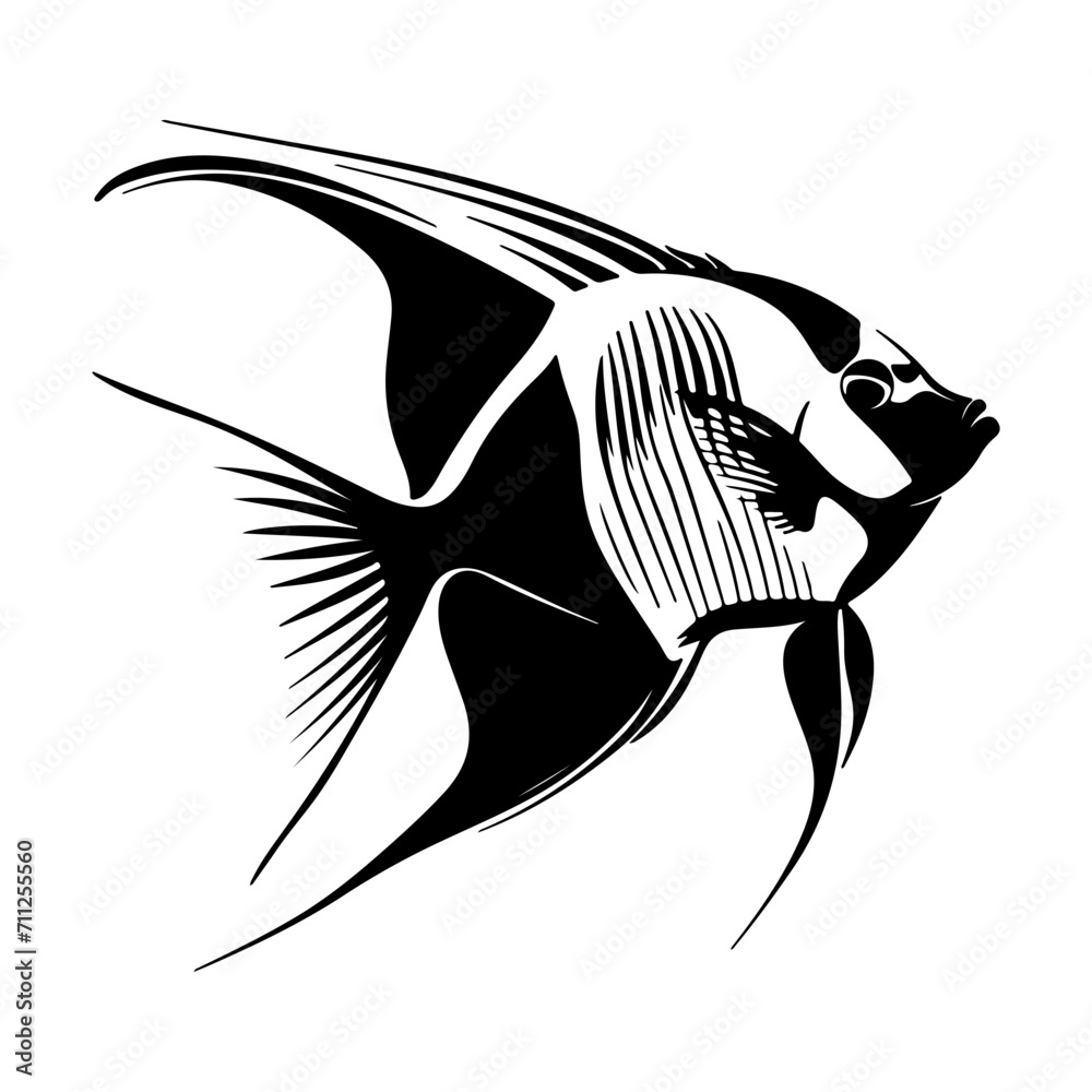 Wall mural Angelfish black silhouette logo svg vector, Angelfish icon illustration.