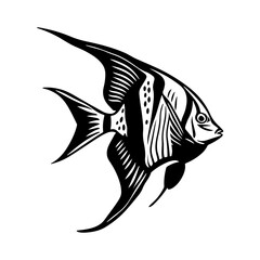 Angelfish black silhouette logo svg vector, Angelfish icon illustration.