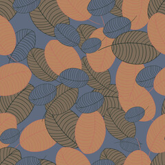 Leaves and flowers. Hand-drawn graphics. Seamless patterns for fabric and packaging design.