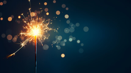Obraz premium Happy New Year, burning fireworks with bokeh light background