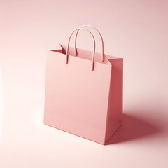 Pink Paper Shopping Bag for mockup on isolated white background