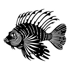 Lionfish black silhouette logo svg vector, Lionfish icon illustration.