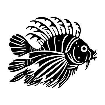 recommend clip art: Lionfish black silhouette logo svg vector, Lionfish icon illustration.