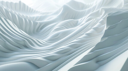 An exquisite image featuring a dynamic flow of white abstract fabric, creating a visual sensation of gentle movement, suitable for sophisticated backgrounds.