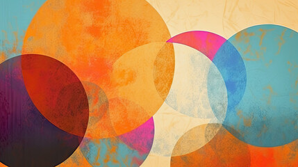 retro colorful  circles abstract art, balls in vintage abstract background, multi color circle grunge texture and geometric pattern