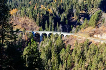 Fotobehang Landwasserviaduct View of Landwasser Viaduct, Rhaetian railway, Graubunden in Switzerland