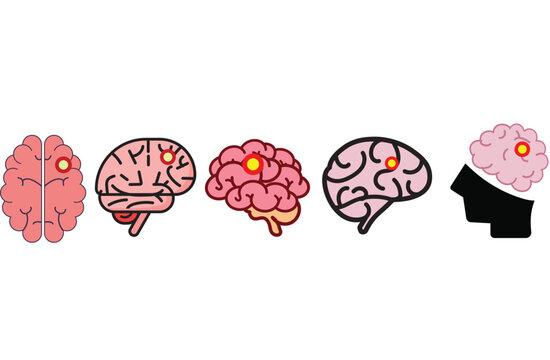 Brain tumours,World Brain Tumor Day,illustration from deseases collection. Creative Tumor icon for five web design,pink,yellow