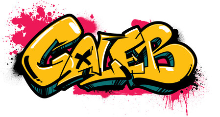 Caleb graffiti Name Tag, Street Art spray paint, Hip-Hop, urban style, clear PNG