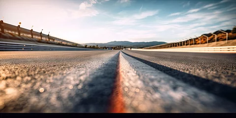 Fototapeten asphalt  race track with line. empty road background © Planetz