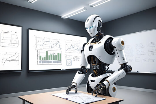A modern robot helps in studying in the modern world