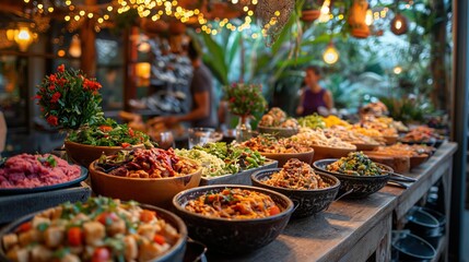 Vibrant vegan feast awaits with kaleidoscope of food