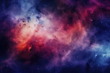 A captivating and awe-inspiring celestial landscape featuring a myriad of colorful stars and fluffy clouds, Galaxy-inspired abstract backdrop, AI Generated