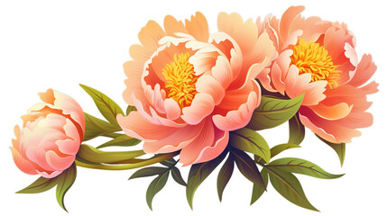 Tender peonies flower isolated on transparent background, Generative ai