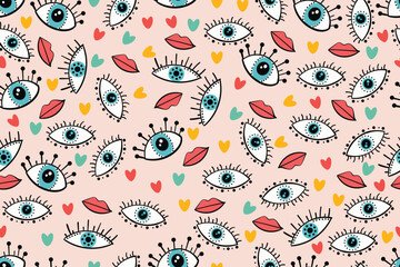 hand drawn eye seamless pattern for background,wallpaper,fabric,wrapping,cover,etc
