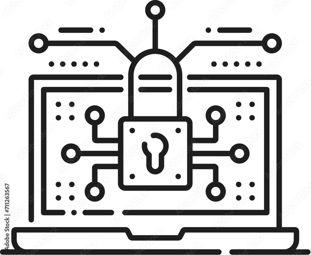 Fototapete electronics industry, computer software, app development hardware line icon. hardware security, comp