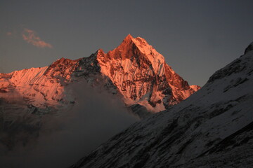 Naklejka premium Sunset view from Annapurna Base Camp (4,130 m)
