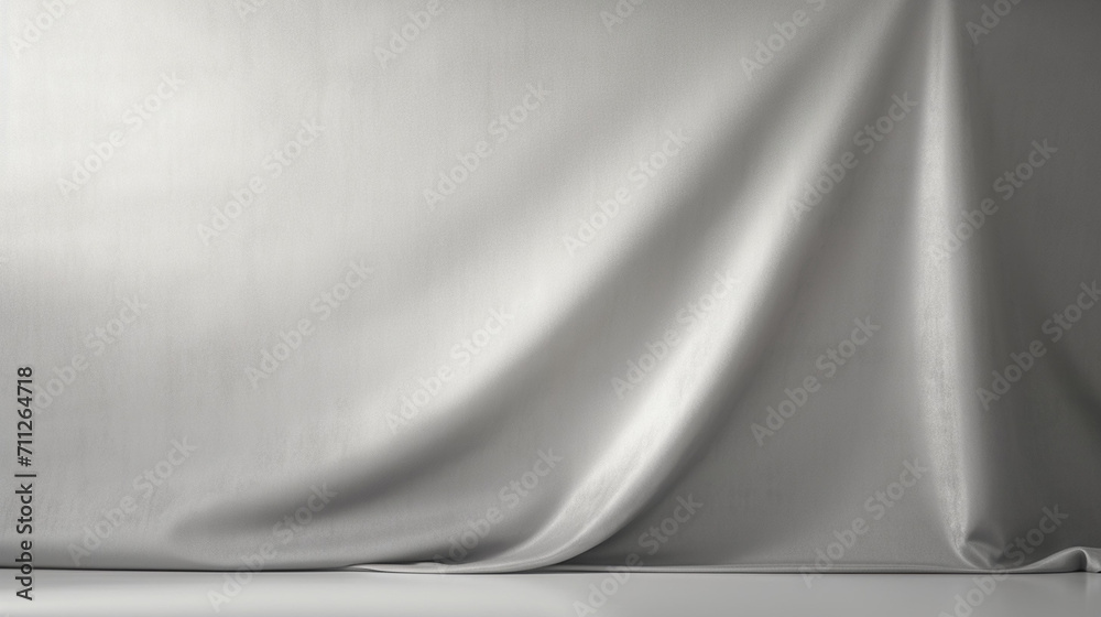 Poster silver curtains stage light on background texture. mock up product display with generative ai.