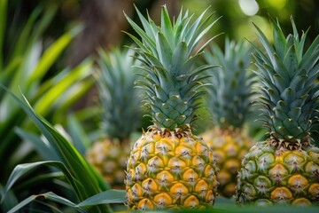 Obraz premium Pineapples at the garden.