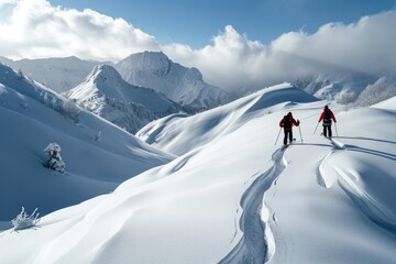 Naklejka na ściany i meble Ski touring in alpine landscape