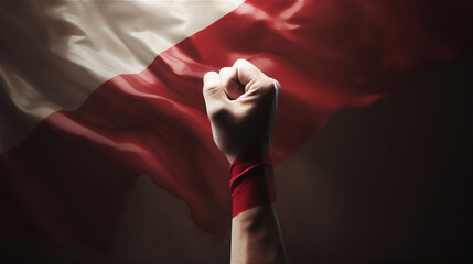 Clenched hands as a symbol of the spirit of struggle