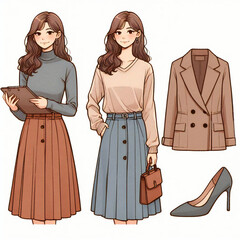 オフィスカジュアルスタイルの女性のイラスト