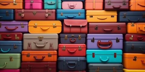 many suitcases of different colors