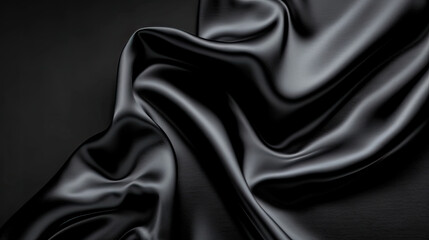 Fototapeta premium black silk wavy draping textile,dark black luxury cloth , liquid wave or wavy folds of grunge silk texture satin