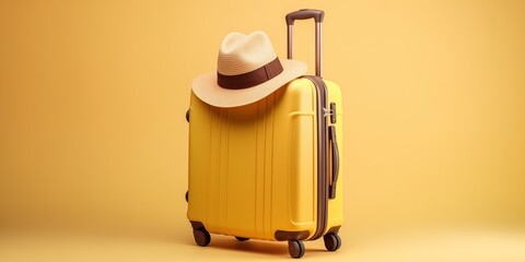 old suitcase on a yellow background
