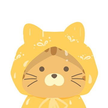 recommend clip art: Orange kitten with rain coat 