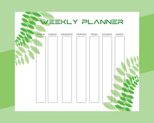 Natural weekly planner, weekly planner, planning note, notes
