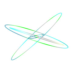 An abstract cut out transparent iridescent oval gradient shape futuristic pattern design element.