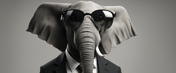 Business Elephant: A Portrait in a Stylish Business Suit, Embodiment of Feline Professionalism.