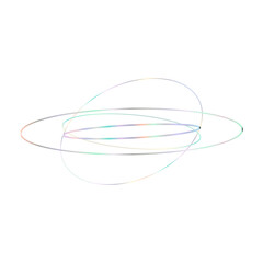 An abstract cut out transparent iridescent oval gradient shape futuristic pattern design element.