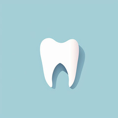 White tooth icon. AI illustration. Flat style