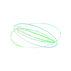 An abstract cut out transparent iridescent oval gradient shape futuristic pattern design element.