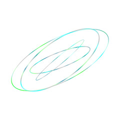 An abstract cut out transparent iridescent oval gradient shape futuristic pattern design element.