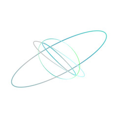 An abstract cut out transparent iridescent oval gradient shape futuristic pattern design element.