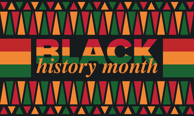 Black History Month. African American History. Celebrated annual. In February in United States and Canada. In October in Great Britain. Poster, card, banner, background. Vector illustration