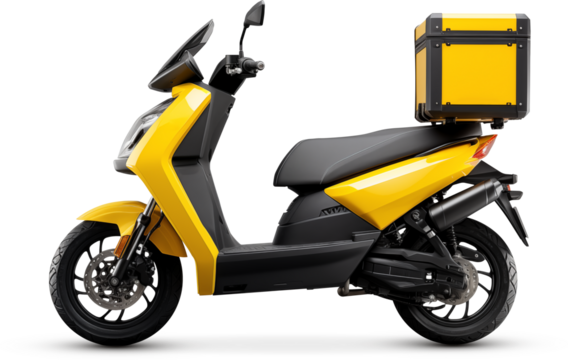 Yellow Electric Delivery Scooter with Cargo Box