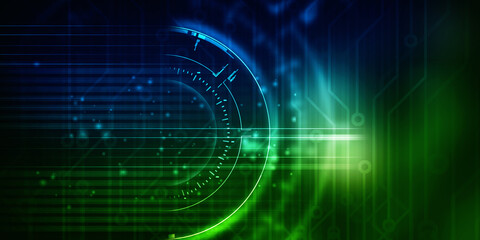 Obraz premium 2d illustration Abstract futuristic electronic circuit technology background 