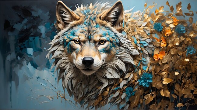 In a mesmerizing acrylic painting, an awe-inspiring augmented wild predator emerges, pulsating with vitality amidst its untamed nature. 