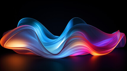 Abstract futuristic neon light wave, red and blue