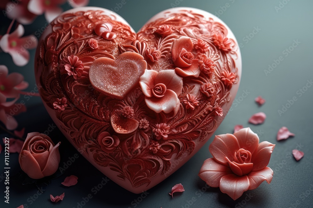 Poster decorative workpiece for congratulating on st. valentine's day. generative ai.