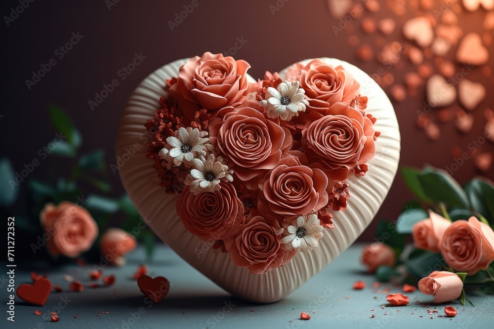 Poster decorative workpiece for congratulating on st. valentine's day. generative ai.